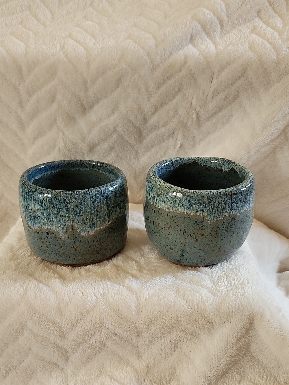 Set of 2 Blue Ceramic Planters